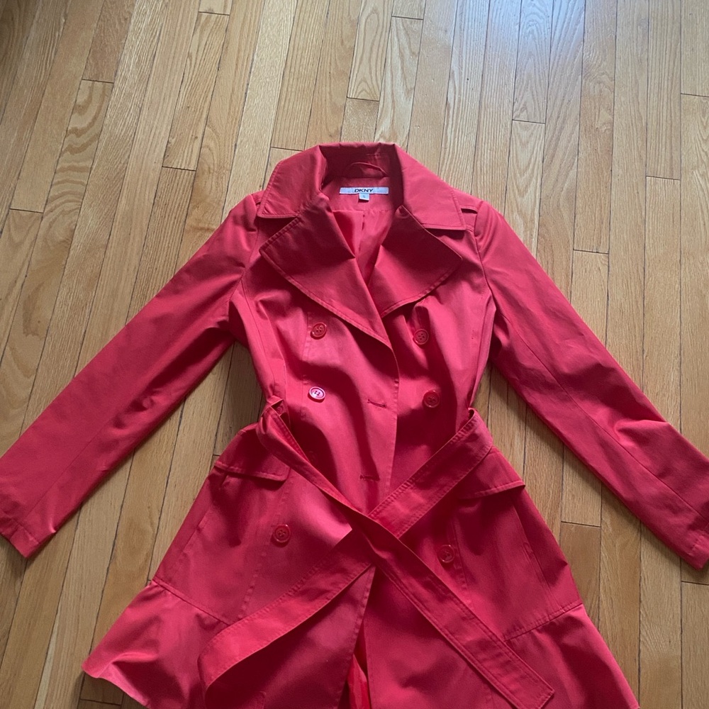 DKNY Women's Red Trench Coat
